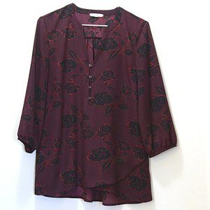 Burgandy floral top